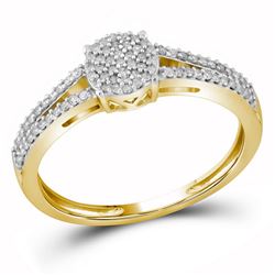 0.20 CTW Diamond Split-shank Circle Cluster Ring 10KT Yellow Gold - REF-19X4Y