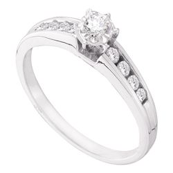 0.25 CTW Diamond Solitaire Bridal Engagement Ring 14KT White Gold - REF-30F2N