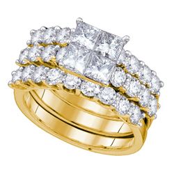 3 CTW Princess Diamond Bridal Engagement Ring 14KT Yellow Gold - REF-337M4H