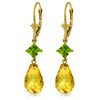 Image 1 : Genuine 11 ctw Citrine & Peridot Earrings Jewelry 14KT Yellow Gold - REF-39K3V