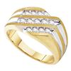 Image 1 : 0.50 CTW Mens Channel-set Diamond Triple Row Cluster Ring 10KT Yellow Gold - REF-41F9N