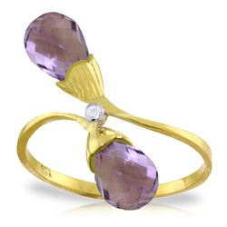 Genuine 2.52 ctw Amethyst & Diamond Ring Jewelry 14KT Yellow Gold - REF-25Y6F