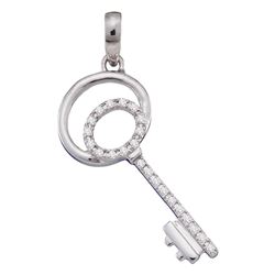 0.08 CTW Pave-set Diamond Key Pendant 10KT White Gold - REF-8K9W