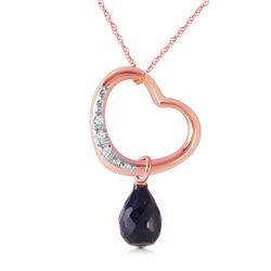 Genuine 3.33 ctw Sapphire & Diamond Necklace Jewelry 14KT Rose Gold - REF-46V2W