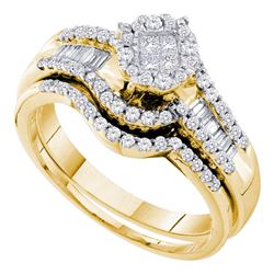0.63 CTW Princess Diamond Soleil Bridal Engagement Ring 14KT Yellow Gold - REF-82F4N