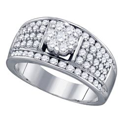 1.17 CTW Diamond Flower Cluster Fashion Ring 10KT White Gold - REF-97M4H