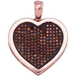 0.50 CTW Red Color Diamond Heart Love Cluster Pendant 10KT Rose Gold - REF-43Y4X