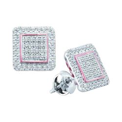 0.31 CTW Diamond Cluster Square Rose-tone Stud Earrings 10KT White Gold - REF-26W9K
