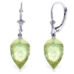 Genuine 19 ctw Green Amethyst Earrings Jewelry 14KT White Gold - REF-35K9V
