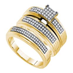 0.40 CTW His & Hers Diamond Matching Bridal Ring 10KT Yellow Gold - REF-67H4M