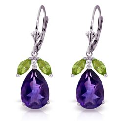 Genuine 13 ctw Amethyst & Peridot Earrings Jewelry 14KT White Gold - REF-61F2Z