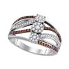 Image 1 : 0.47 CTW Brown Color Diamond Triple Cluster Ring 10KT White Gold - REF-44K9W