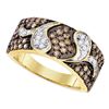 Image 1 : 0.85 CTW Cognac-brown Color Diamond Cocktail Ring 10KT Yellow Gold - REF-49K5W