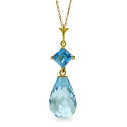 Genuine 5.5 ctw Blue Topaz Necklace Jewelry 14KT Yellow Gold - REF-22T2A