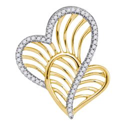 0.12 CTW Diamond Heart Love Pendant 10KT Yellow Gold - REF-16W4K