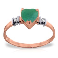 Genuine 1.03 ctw Emerald & Diamond Ring Jewelry 14KT Rose Gold - REF-37X6M