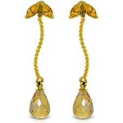Genuine 3.4 ctw Citrine Earrings Jewelry 14KT Yellow Gold - REF-21P6H