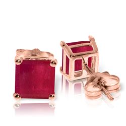 Genuine 2.9 ctw Ruby Earrings Jewelry 14KT Rose Gold - REF-36R3P