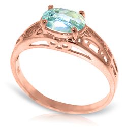 Genuine 1.15 ctw Aquamarine Ring Jewelry 14KT Rose Gold - REF-35Z2N
