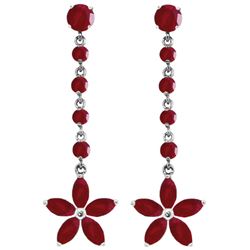 Genuine 4.8 ctw Ruby Earrings Jewelry 14KT White Gold - REF-69F6Z
