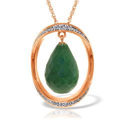 Genuine 13.6 ctw Sapphire & Diamond Necklace Jewelry 14KT Rose Gold - REF-122K9V