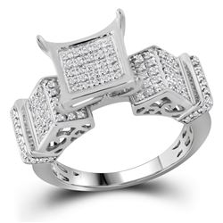0.38 CTW Pave-set Diamond Square Cluster Ring 10KT White Gold - REF-30H2M