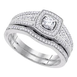 0.50 CTW Diamond Bridal Wedding Engagement Ring 10KT White Gold - REF-75W2K