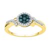 Image 1 : 0.26 CTW Blue Color Diamond Cluster Ring 10KT Yellow Gold - REF-22W4K