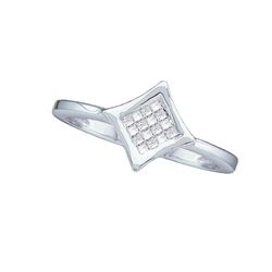 0.13 CTW Princess Diamond Square Cluster Ring 14KT White Gold - REF-12M2H