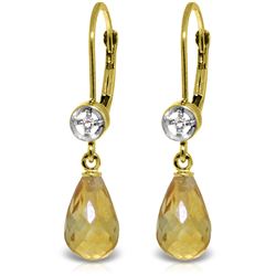 Genuine 4.53 ctw Citrine & Diamond Earrings Jewelry 14KT Yellow Gold - REF-29F3Z