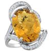 Image 1 : Natural 11.23 ctw quartz & Diamond Engagement Ring 14K White Gold - REF-98M7H