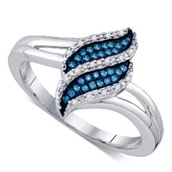 0.10 CTW Blue Color Diamond Cluster Ring 10KT White Gold - REF-22H4M