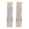 Image 1 : 0.50 CTW Prong-set Diamond Four Row Hoop Earrings 10KT Yellow Gold - REF-34N4F