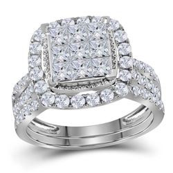 1.72 CTW Princess Diamond Halo Bridal Engagement Ring 14KT White Gold - REF-134X9Y