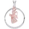 Image 1 : 0.10 CTW Diamond Angel Circle Pendant 10KT Two-tone Gold - REF-10M5H