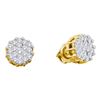 Image 1 : 1 CTW Diamond Cluster Earrings 14KT Yellow Gold - REF-71M3H