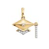 Image 1 : 0.08 CTW Diamond Cap Tassle Graduation Pendant 10KT Yellow Gold - REF-12W2K