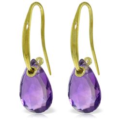Genuine 8 ctw Amethyst Earrings Jewelry 14KT Yellow Gold - REF-36N8R