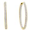 Image 1 : 1.01 CTW Diamond In/Out Hoop Earrings 14KT Yellow Gold - REF-112X5Y