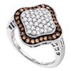 Image 1 : 1 CTW Cognac-brown Color Diamond Cluster Ring 10KT White Gold - REF-34W4K