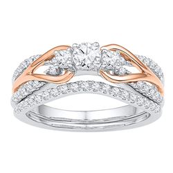 0.63 CTW Diamond Knot Bridal Wedding Engagement Ring 14KT Two-tone Gold - REF-59X9Y