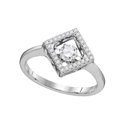 0.19 CTW Diamond Solitaire Diagonal Square Ring 10KT White Gold - REF-33X8Y