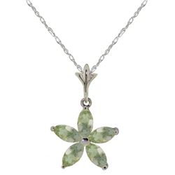 Genuine 1.40 ctw Green Amethyst Necklace Jewelry 14KT White Gold - REF-25N8R