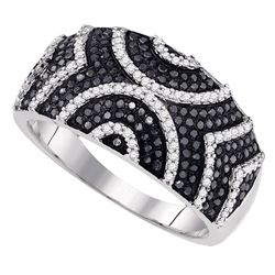 0.60 CTW Black Color Diamond Symmetrical Ring 10KT White Gold - REF-57K2W