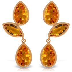 Genuine 13 ctw Citrine Earrings Jewelry 14KT Rose Gold - REF-58A7K