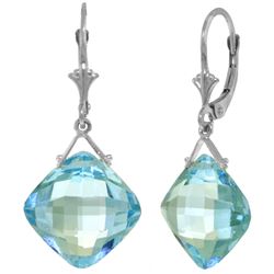 Genuine 17.5 ctw Blue Topaz Earrings Jewelry 14KT White Gold - REF-36Z3N