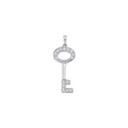 0.11 CTW Diamond Small Key Pendant 14KT White Gold - REF-13F4N