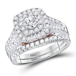 1.26 CTW Diamond Bellissimo Double Square Halo Bridal Ring 14KT White Gold - REF-172H4M
