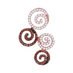 0.65 CTW Red Color Diamond Swirl Circle Pendant 10KT Rose Gold - REF-30F2N
