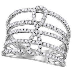 0.73 CTW Diamond Infinity Strand Open Ring 18KT White Gold - REF-142Y4X